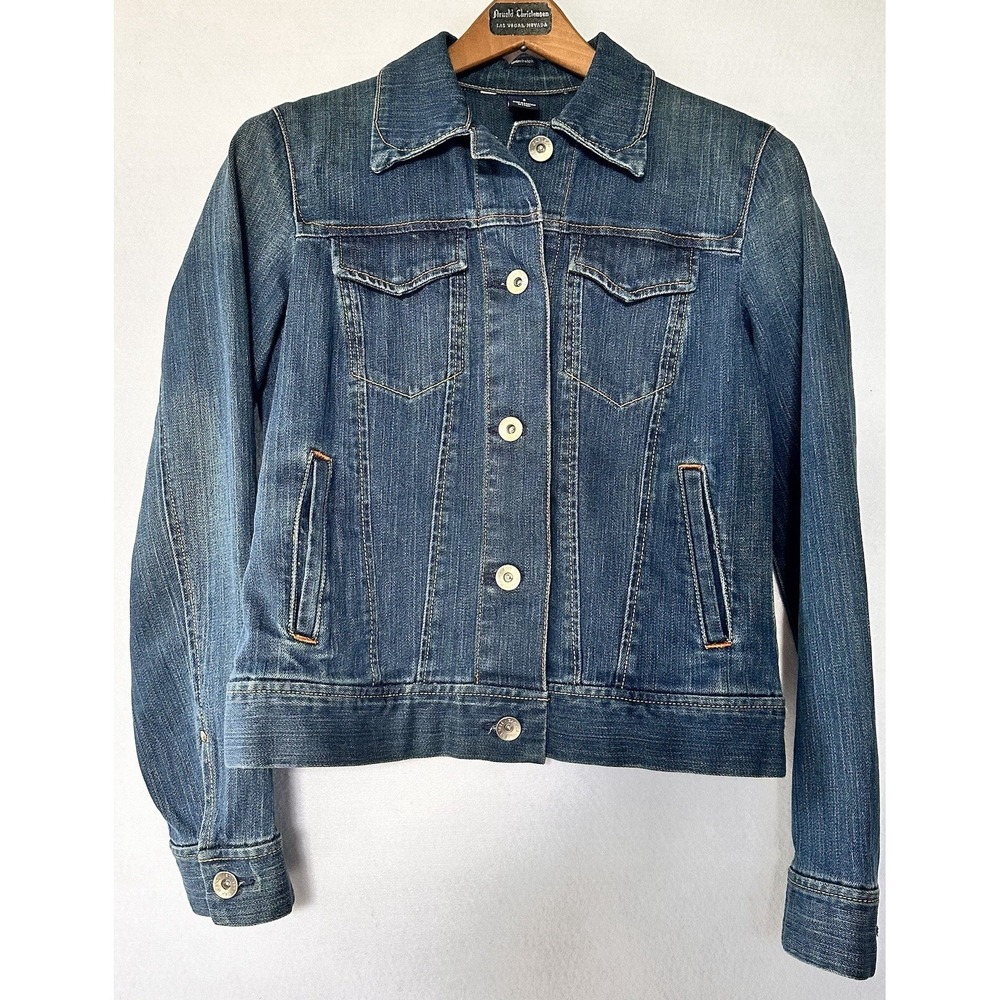 Gap Jean Denim Jacket Stretc Button Women's Blue Size Small Preppy